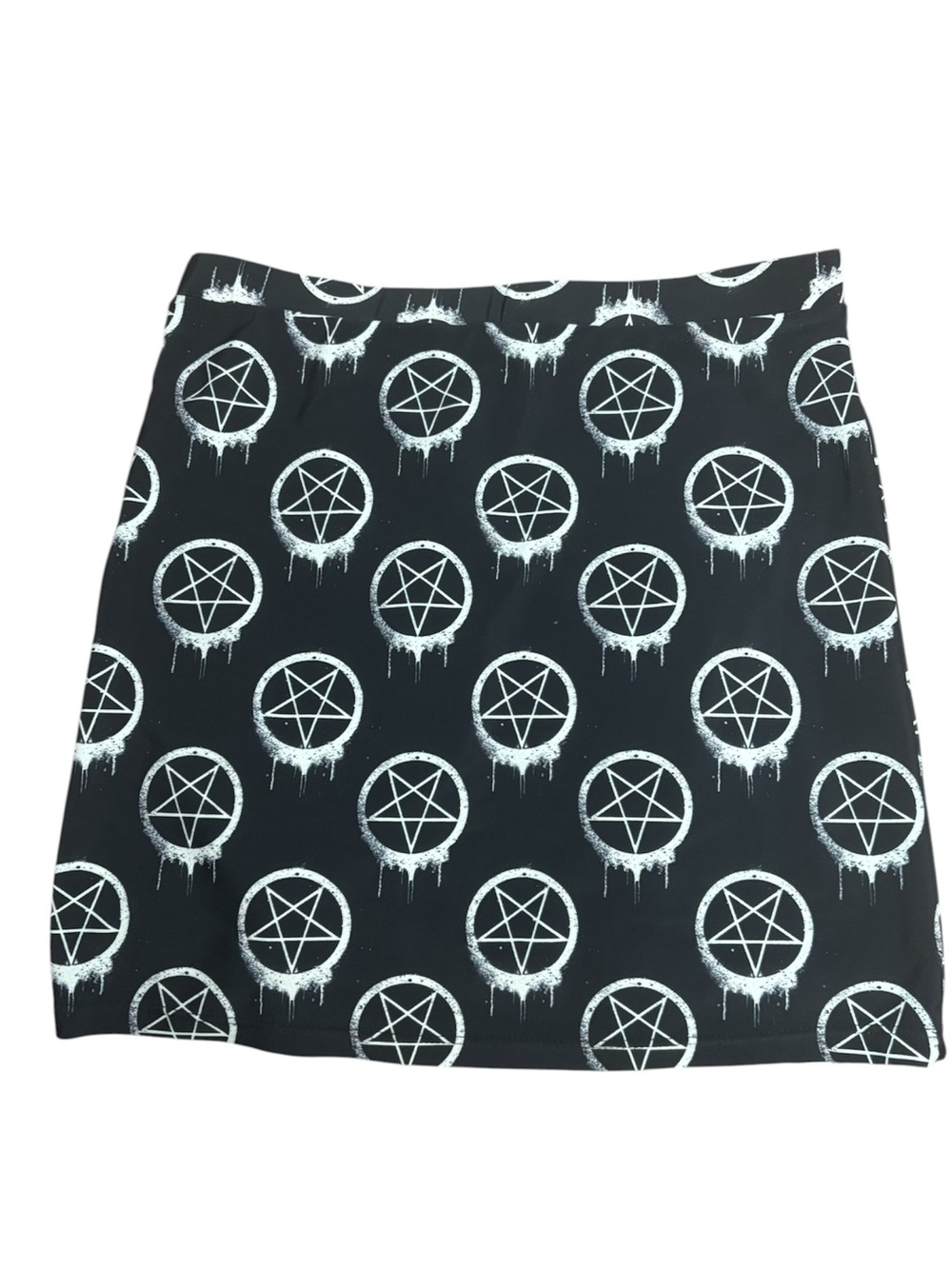 Black‎ Pentagram Print Mini Skirt - Gothic Pencil Style